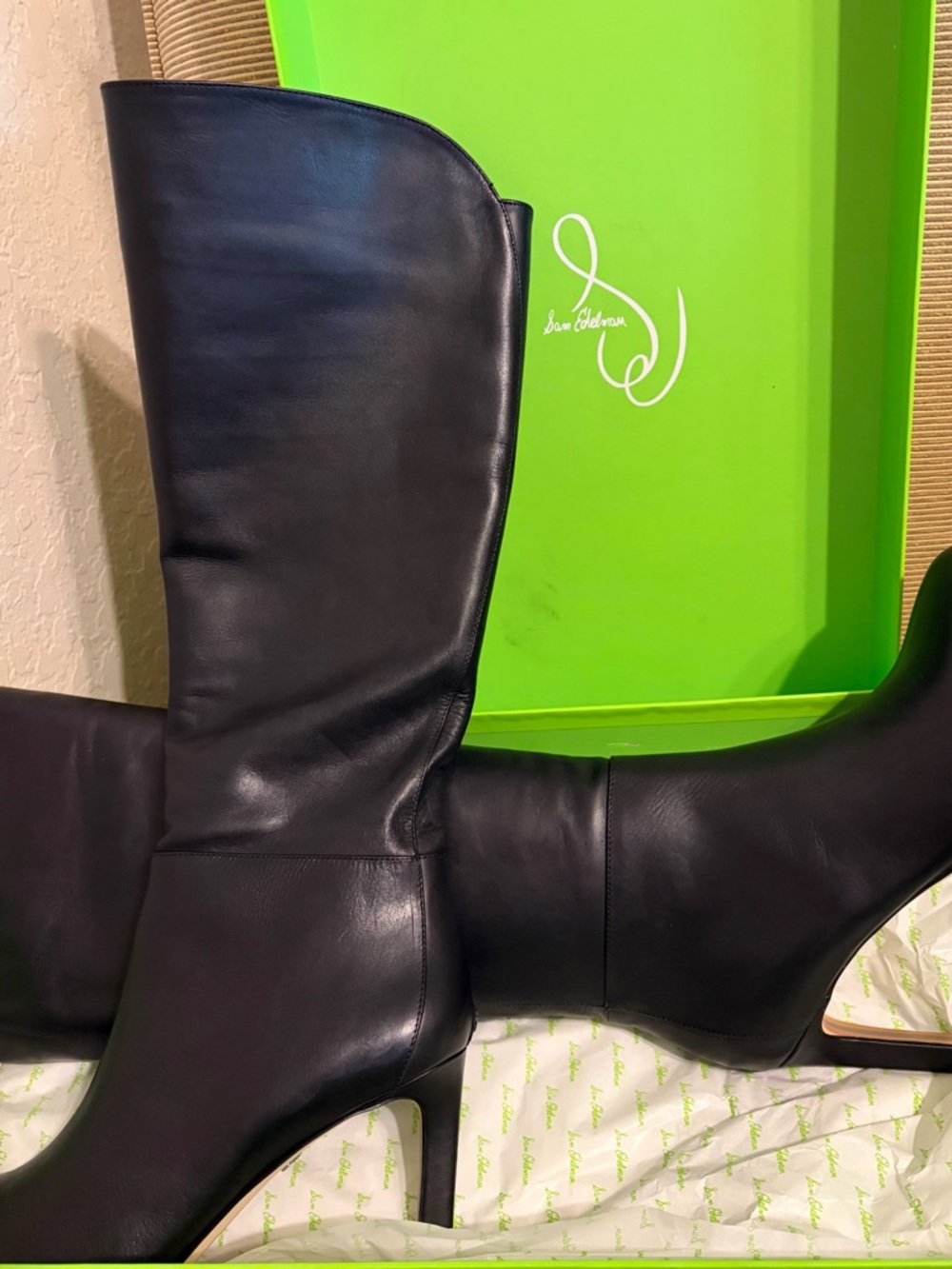 NWT Sam Edelman Women’s Shauna Tall Leather Knee Boots in Black - Size 9